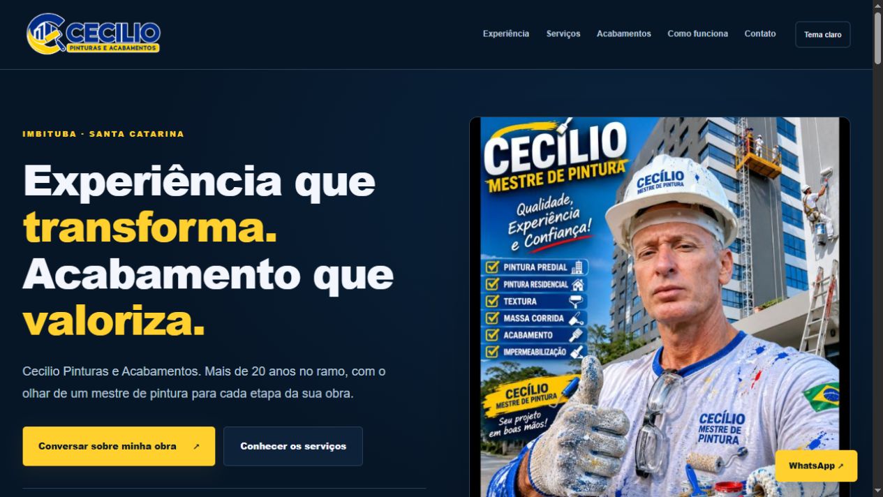 Página inicial de Cecilio Pinturas e Acabamentos