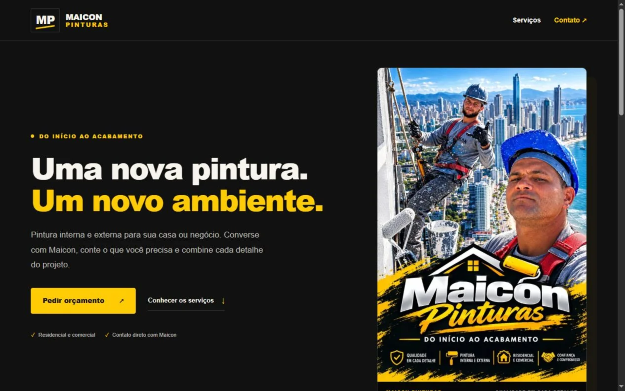 Página inicial da Maicon Pinturas